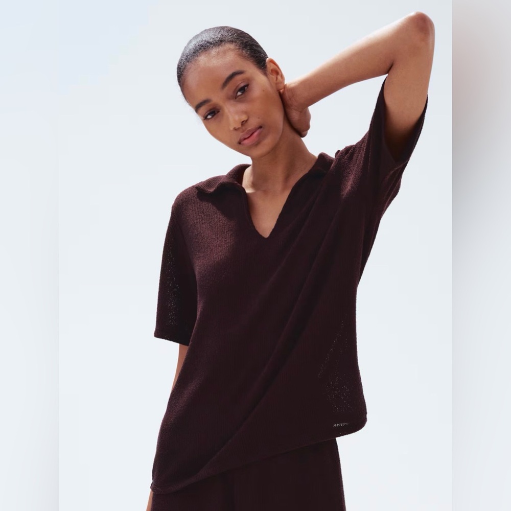 H&M WOMEN’S KNIT TOP WITH COLLAR SIZE M NWT